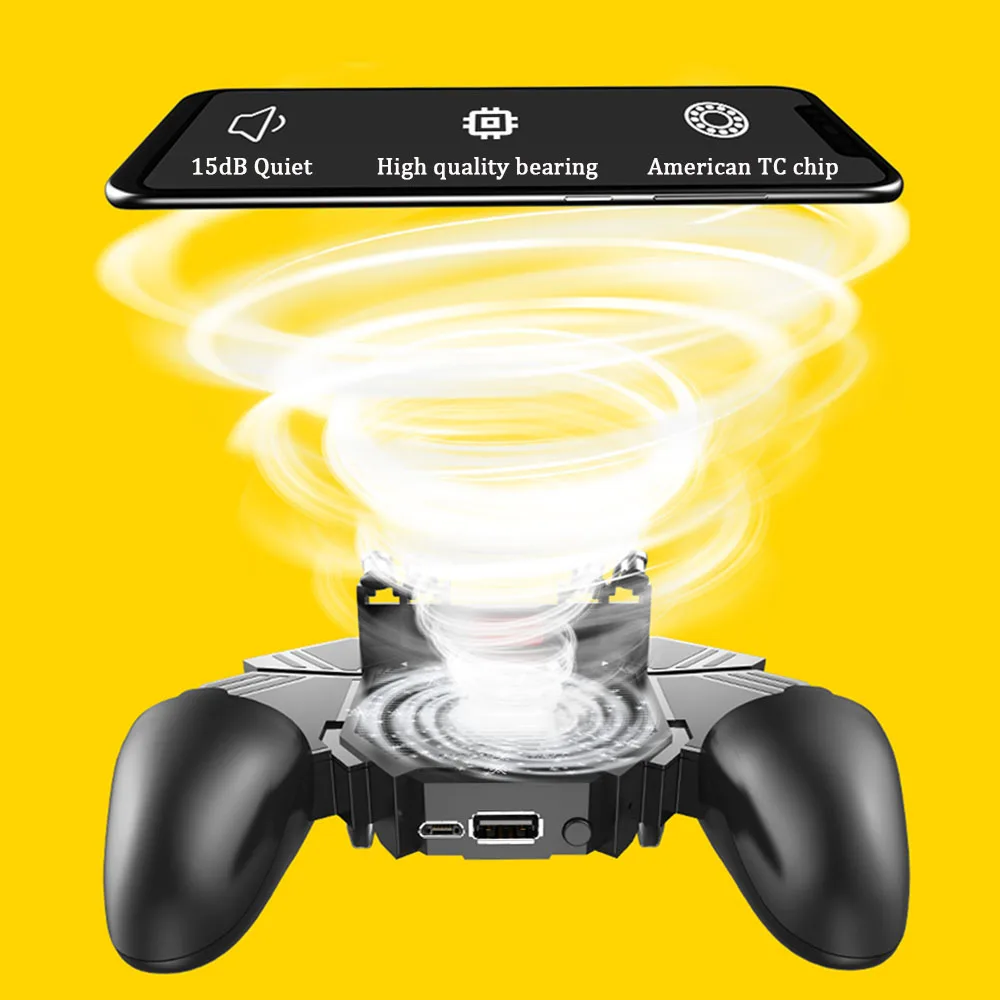 6 Finger pubg gamepad mobile controller cooling joystick for iphone ios android pubg phone cooler c