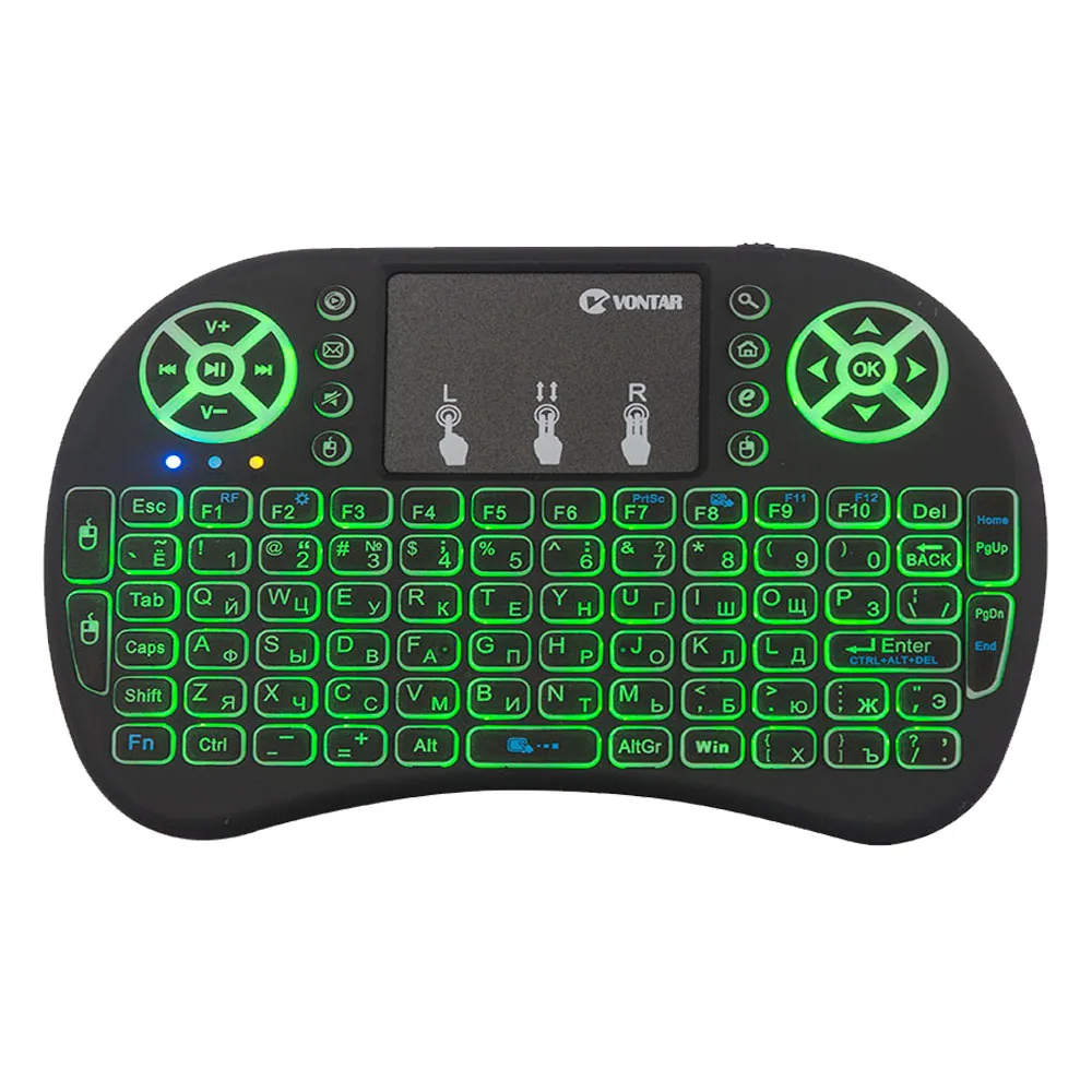 Retroiluminado, 2.4G, Air Mouse, Inglês, Touchpad Russo,