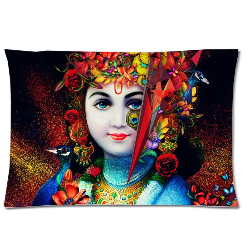 Hinduism Lord Krishna Background Printed Solft Pillowcase/Pillow Case Cover/Pillowslip (Size:30&quotX20" Two Side) | Дом и сад