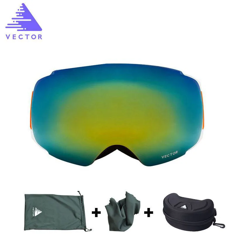 OTG сменный Магнитный объектив лыжные очки двухслойные UV400 Анти-туман снег сноуборд Мужчины Женщины очки шлем Совместимость - Цвет: Orange