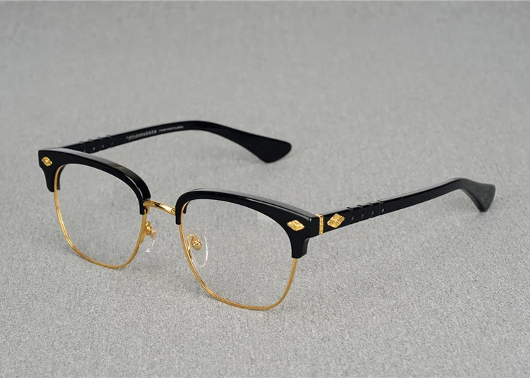 Marque de luxe Vintage Rétro Classique Optique Demi-Trame Lunettes Prescription Lentille Claire pour hommes femmes Lunettes Myopes Glasse