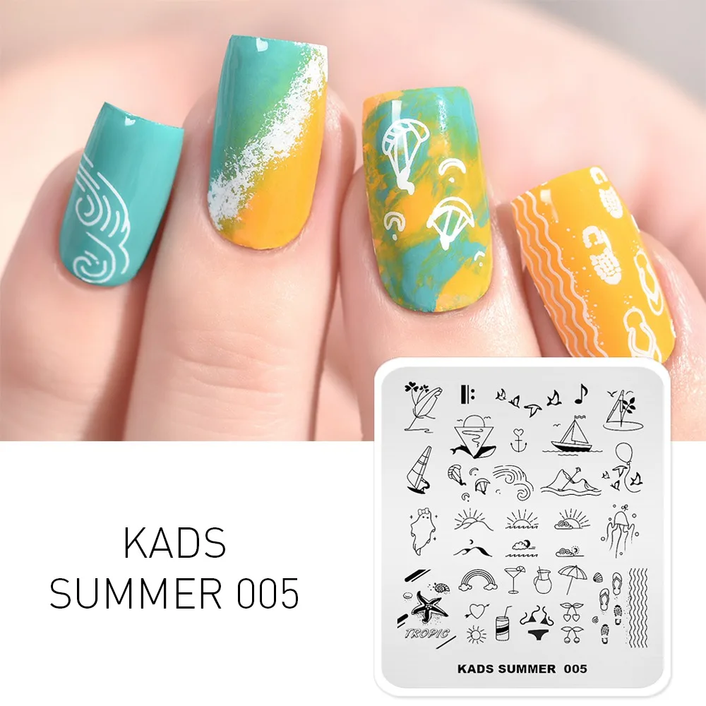 

KADS Nail Art Stamping Plates for Manicure Stamping Summer Cool Images Design Templates Stainless Steel Stamper Stencil Plate