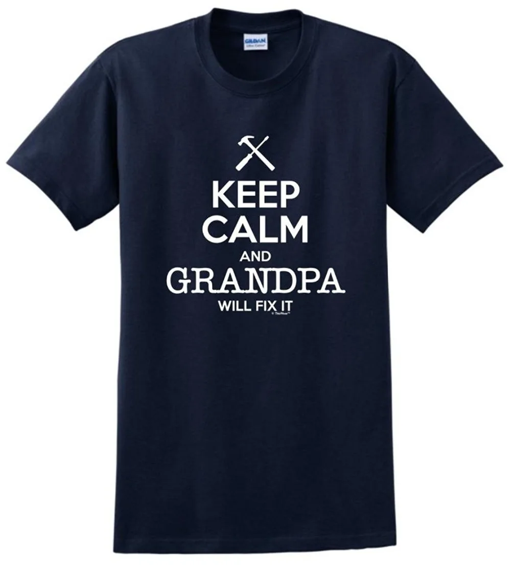 Лето 2018 Новый Keep Calm и дедушка исправит его подарок для футболка с надписью Grandpa