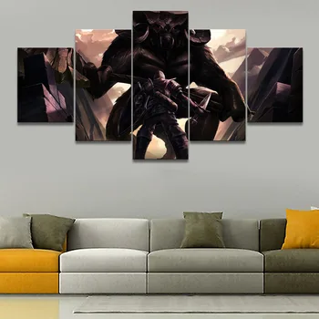 

Canvas Art Print Painting Modern Artwork Wall Decorative Game Poster 5 Panel Dark Souls Taurus Demon Modular Picture Home Decor