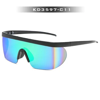 Один-кусок сиамские солнцезащитные очки UV400 солнцезащитные очки для Красочные True-объектив очки в большой оправе ветрозащитный Противопыльный очки - Цвет: C11