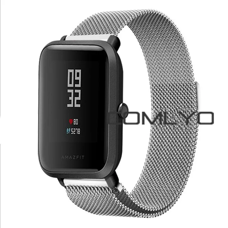 20 мм Milanese Loop Магнитная Нержавеющая сталь часы ремешок для Xiaomi huami Amazfit молодежи бит Smart ремешок на запястье браслет