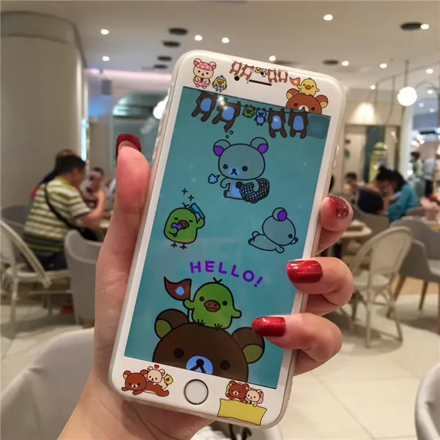 Renda 3D полное покрытие Забавный мультфильм животные мышь карандаш Shin-chan Закаленное стекло протектор экрана для iphone 8 7 6S 6 Plus