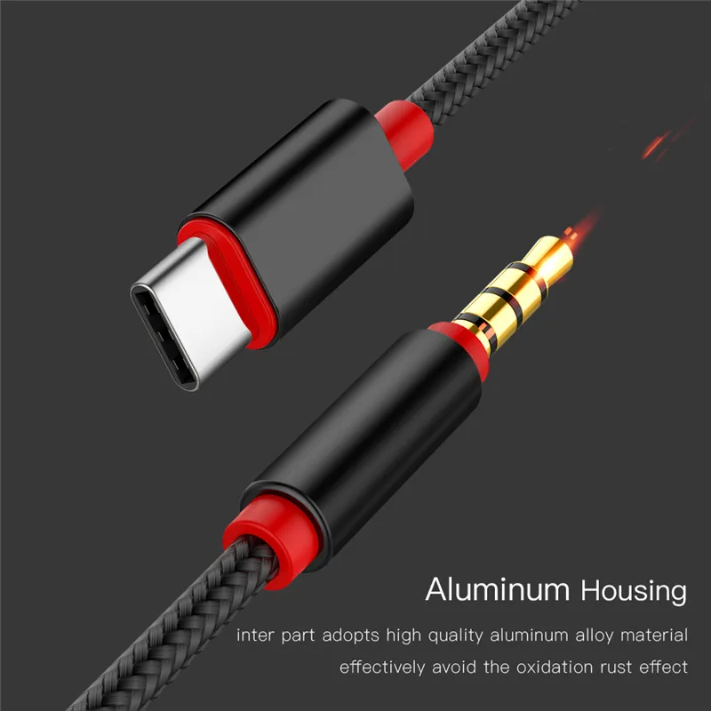 Type C Audio Cable USB Type-C male to 3.5mm Jack male Car AUX Audio Adapter USB-C Cable for Samsung Letv 2 2pro max