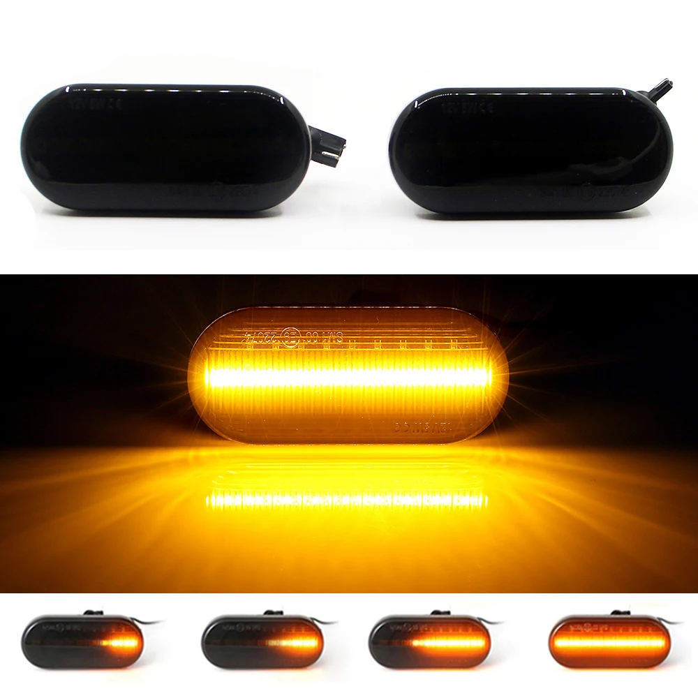 2XDynamic Car LED Side Marker Signal Lights Sequential Indicator lamp for Skoda Octavia 1U Seat Ibiza 6L Cordoba Toledo 1M Leon