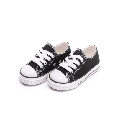 Детская обувь для малышей детская обувь черная обувь для мальчиков парусиновая Обувь На Шнуровке Tenis детские ботинки Enfant Детские кроссовки 23-30 - Цвет: Черный