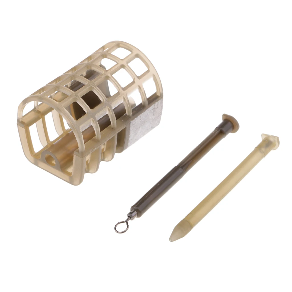 2pcs 30g Cage Feeder Coarse Barbel Fishing Swim Feeder Bait Lure Cage with Lead Sinker, Size S & L