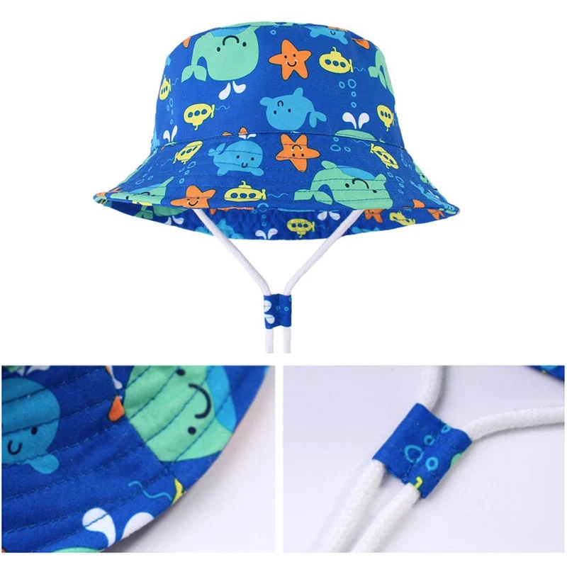 Регулируемые детские шляпы от солнца ведро шляпа быстросохнущая летняя Рыбалка мультфильм Кепка для мальчиков, девочек Панама детская шапочка, детская пляжная шляпа на открытом воздухе