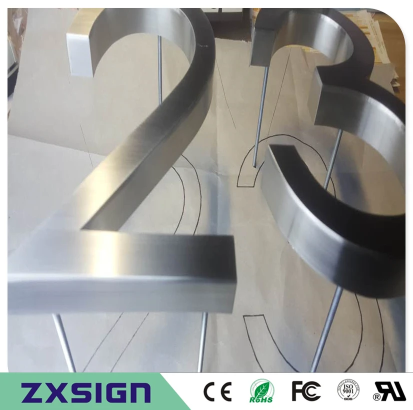 Factory Outlet Outdoor 304# mirror polished brushed stainless steel house number sign for 10cm(=4 inches) high