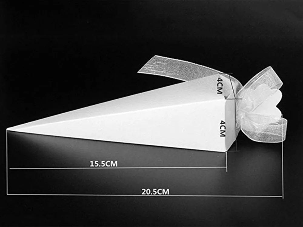 Бумажная коробка для конфет в форме конуса с лентами, свадебные сувениры для гостей, Подарочная коробка, упаковка для детского дня рождения