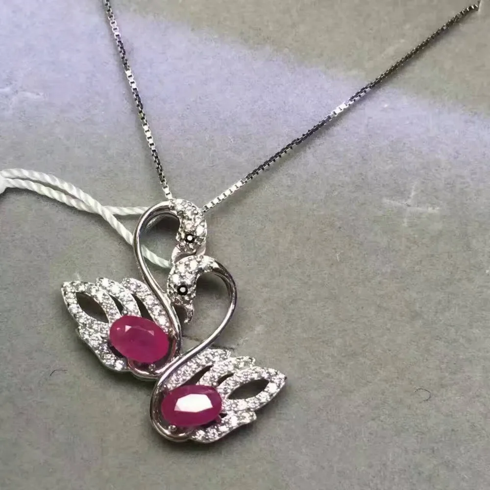 Naturel rouge rubis gemme pendentif naturel pierre gemme pendentif collier 925 en argent sterling m