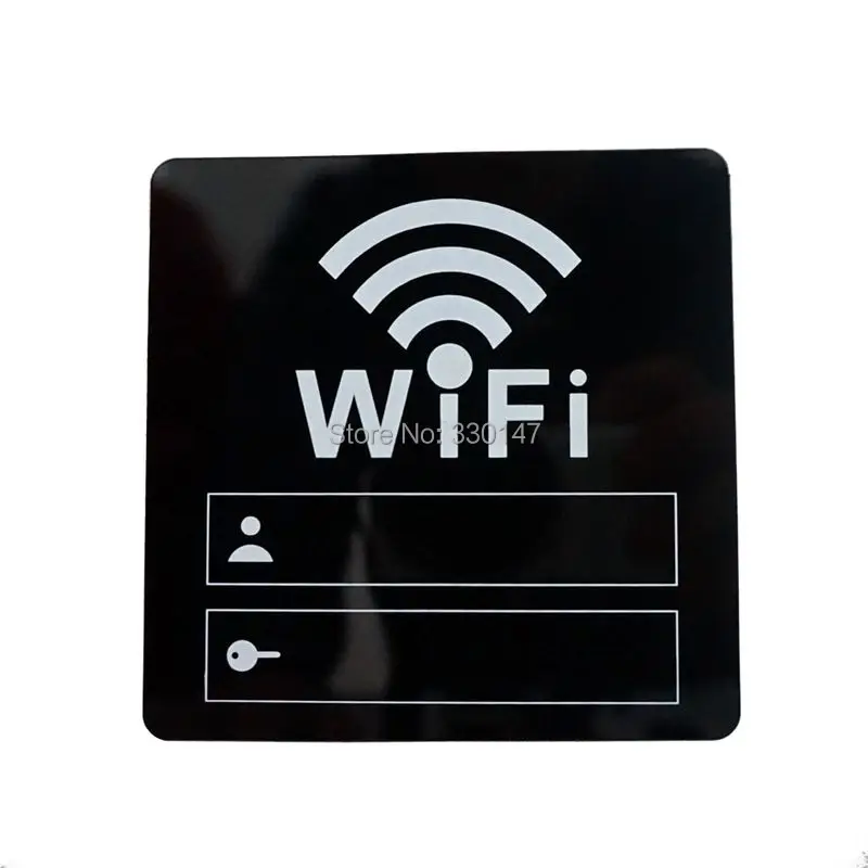 

6pieces/lot 10cm WIFI Sign 3D Acrylic Mirror Wall Stickers Rewritable Account and Password For Public Shope WIFI Signage