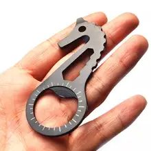 N en 1 Acero inoxidable gadget hipocampo multifuncional EDC herramienta negro Destornilladores Llaves inglesas Guita abrebotellas cuchillo Transportadores
