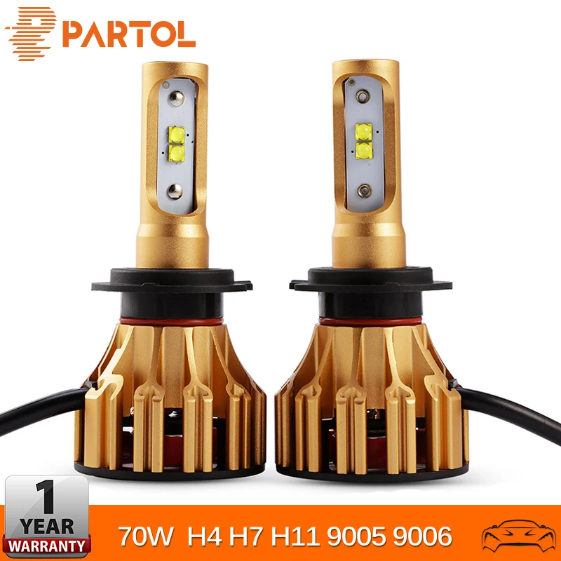 Partol H4 автомобиля светодиодные лампы фар Hi Lo луч 70 W 7000LM H7 H11 SMD чипов автомобильных