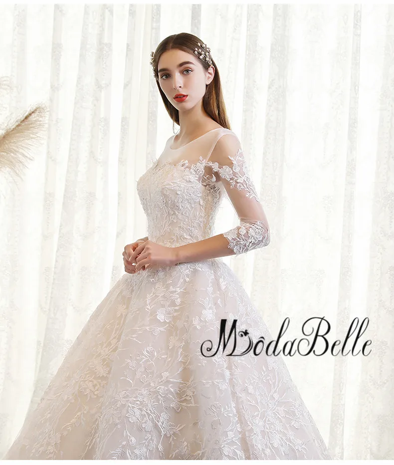 Винтажное свадебное платье modabelle 2018 роскошное с кружевными рукавами Дубая для