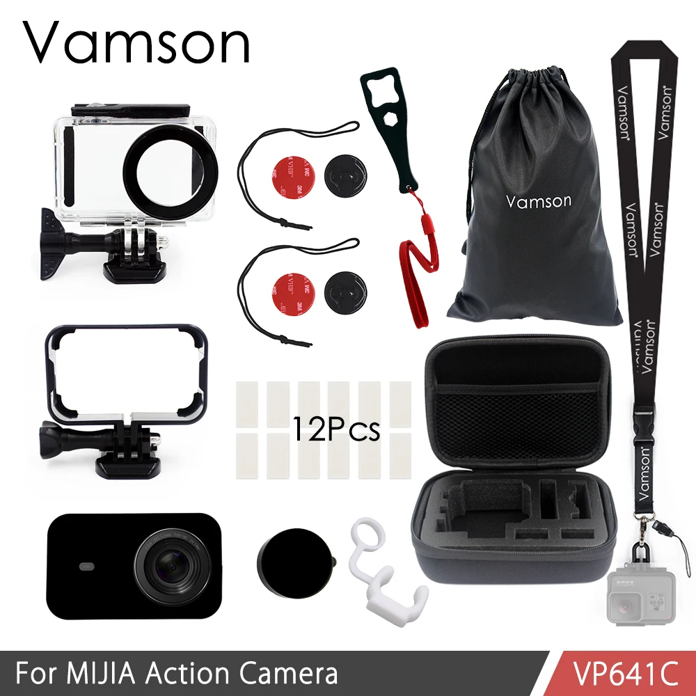 

Vamson For mijia Accessories Kits 12 in 1 45m Waterproof Housing Case Protection Case for Xiaomi mijia 4K Action Camera VP641C