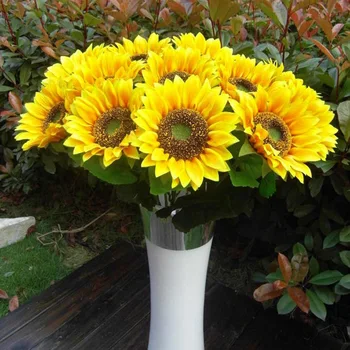 1Pc 62 Cm Fake Silk Sunflower Artificial Flower Home Garden Fence Party Decoration Fake Flower Vivid Artificial Sunflower