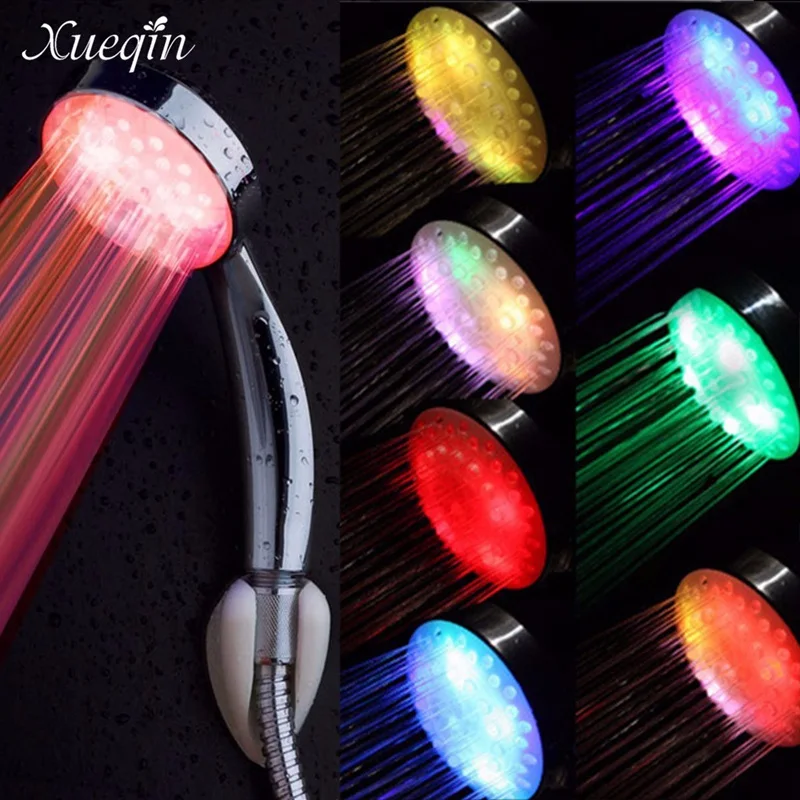

Xueqin Freeshipping Adjustable 7 Colors Led Bathroom Shower Head Saving Water Round Single Showerhead Bath Sprinkler