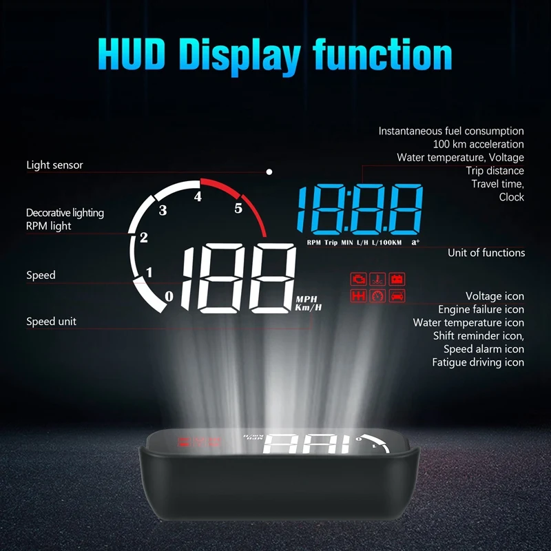 M10 Hud автомобильный Obd2 Компьютерный дисплей Obd Hud цифровой спидометр лобовое стекло проектор Obdii об/мин Усталость вождения км/ч Mph