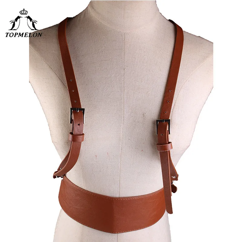 TOPMELON Women's Leather Harness Belt Tight Street Strap Fashion
