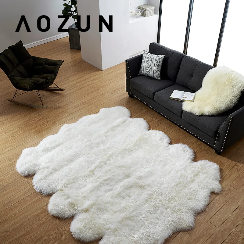 Big size Natural sheepskin rug 8P 10P, shaggy gray color sheep skin living room carpet, home decoration bedroom slide floor mat