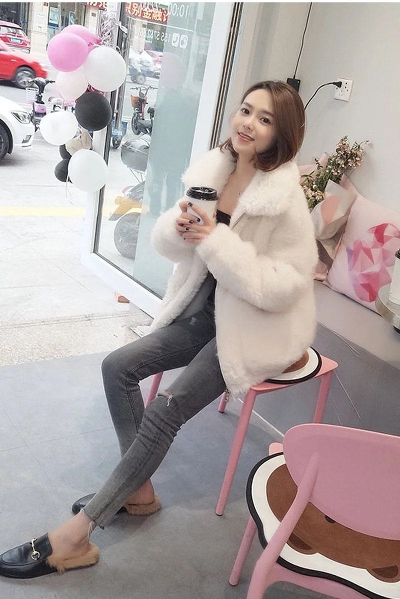 New 2018 Laine face Femmes Fourrure De Parka Épais Hiver Double Casual Survêtement Veste Court Naturel Réel Marque 1 Mode Parkas Manteau FdqdwB