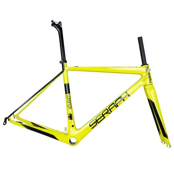 

Full carbon fiber t800 UD yellow paint road bicycle frame BSA or BB30 Bottom bracket customized desgin road bike frame FM686