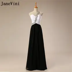 JaneVini одно плечо белые и черные платья для невесты длинные элегантные бисерные линии шифоновое свадебное платье на шнуровке сзади