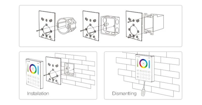 MiLight FUT089 8 зон дистанционного RF Диммер/LS2 5IN 1 Умный светодиодный контроллер/B8 настенная сенсорная панель для RGB+ CCT Светодиодная лента