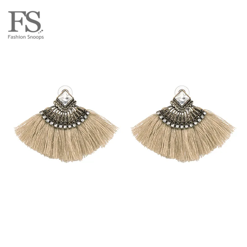 

FASHIONSNOOPS Boho Charm Sector Tassel Dangle Earrings Vintage Wedding Party Maxi Drop Earrings Statement Women Wholesale