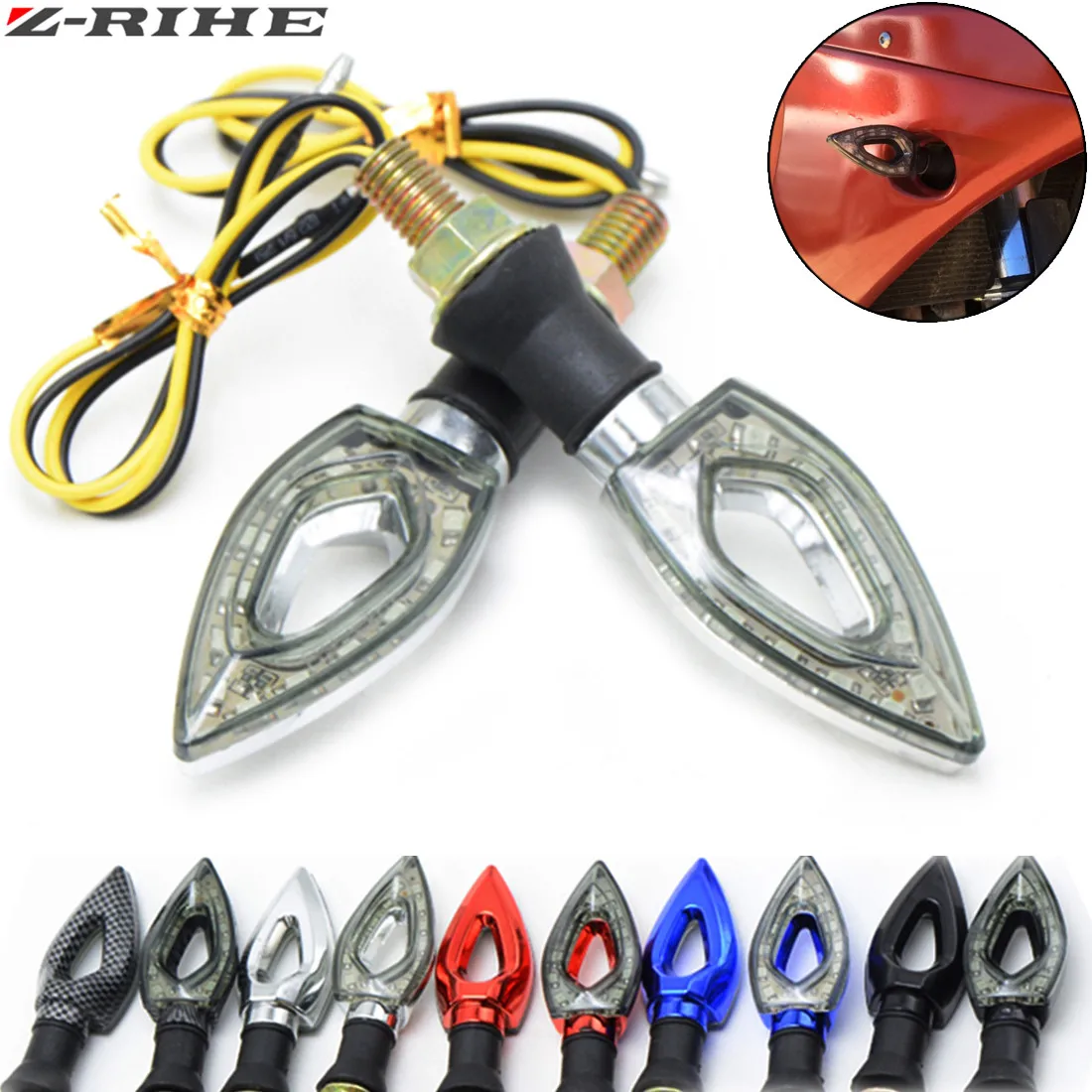 1Pcs Motorcycle Turn Signal Light 12 LED Turn Signals Indicators