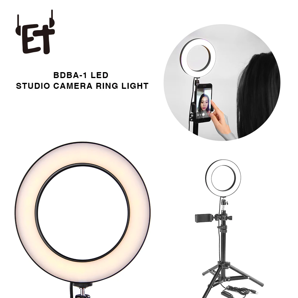 ET Mini LED кольцевая лампа для камеры со штативом штатив селфи световое кольцо iPhone
