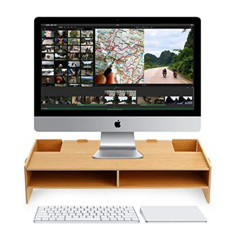 Monitor Computer TV Stand Riser with Storage Organizer, Desktop TV Stand, Wooden Monitor Riser for TV Monitor/Laptop/Printer Monitor Computer TV Stand Riser with Storage Organizer, Desktop TV Stand, Wooden Monitor Riser for TV Monitor/Laptop/Printer