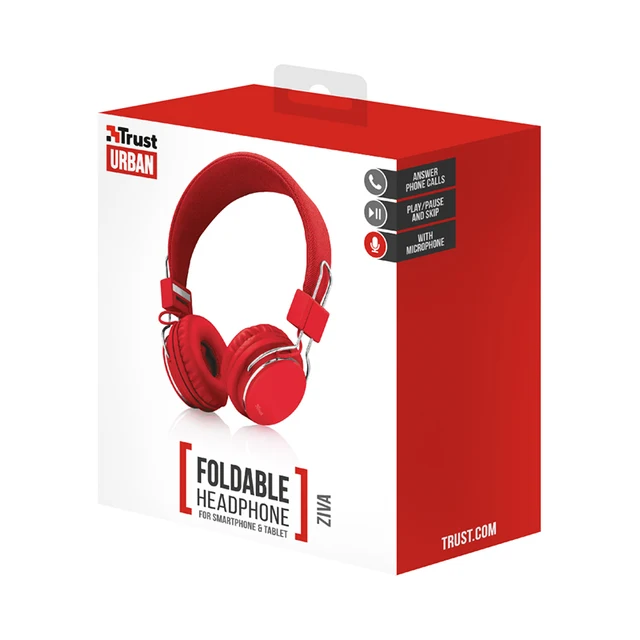 Гарнитура накладная Trust Ziva 21822, цвет: красный