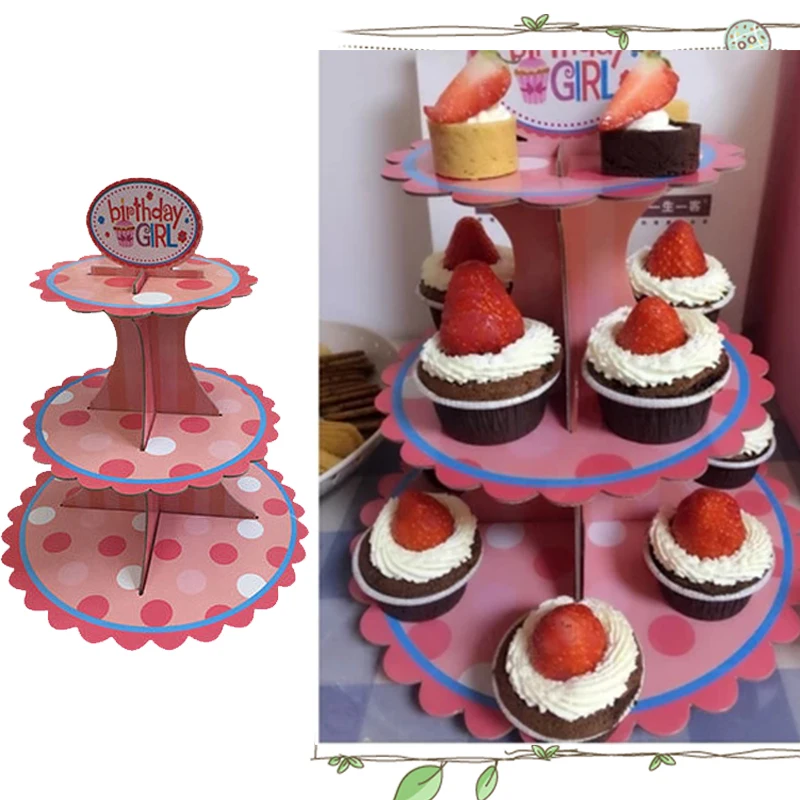 

Hoomall 3-Tier Cake Stand And Fruit Plate Round Cupcake Cardboard Stand For Wedding Home Birthday Party Decoration Cake Tools