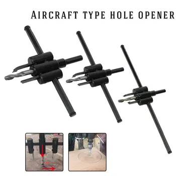 

30mm-120mm/200mm/300mm Adjustable Metal Wood Circle Hole Saw Drill Bit Cutter Kit DIY Tool Black Alloy Blade