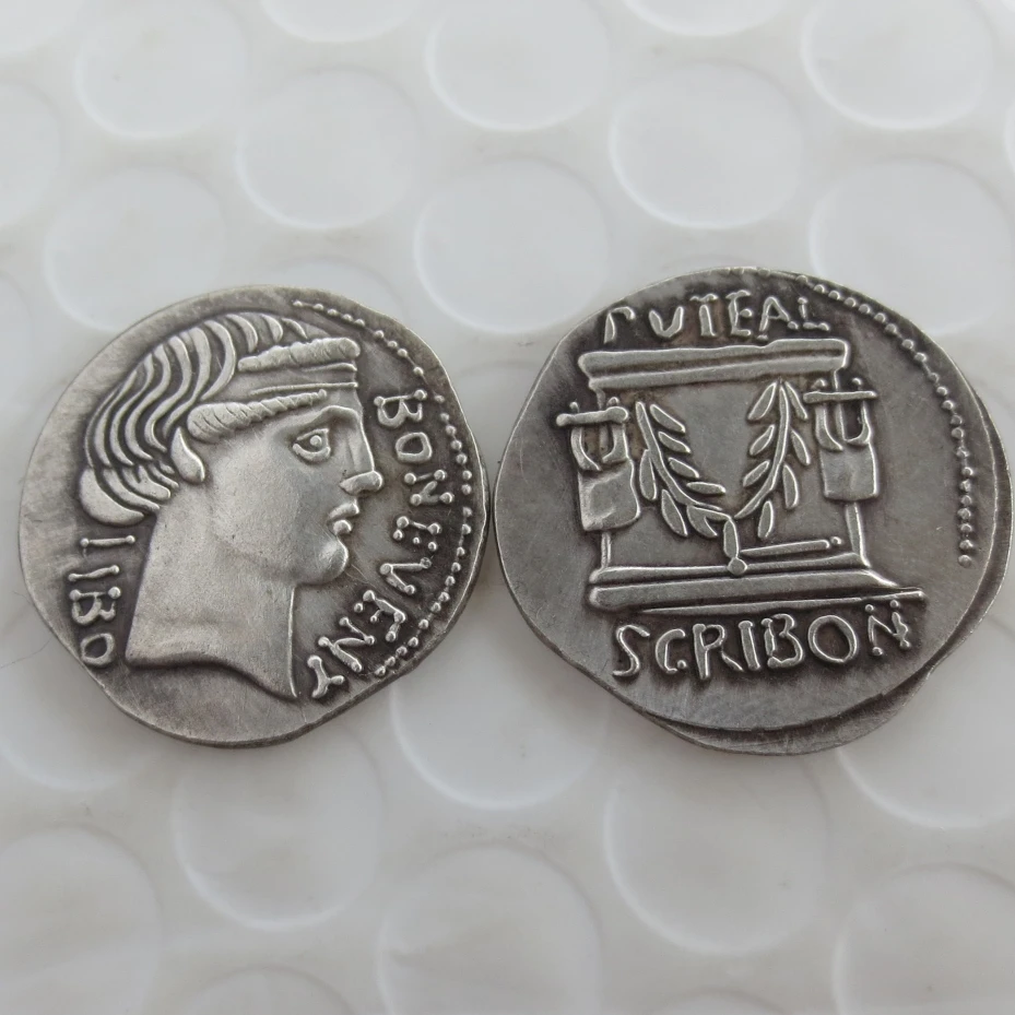 

RM(08).Time of Julius Caesar 62 BC BONUS EVENTUS,Scribonia 8 Roman Silver Denarius Coin