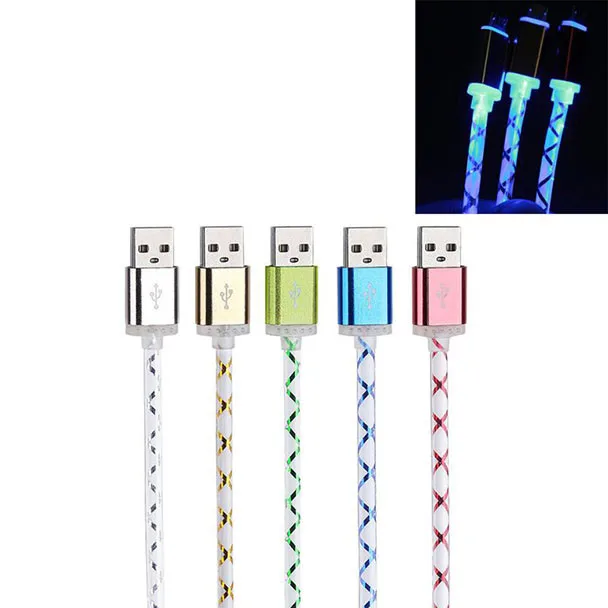 Микро-usb кабель для телефона Видимый светодиодный поток света микро USB зарядный