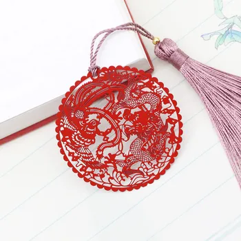 

1pcs Longfeng Chengxiang Chinese style classical metal baking tassel bookmarks Send students foreigners business foreign affairs ceremony