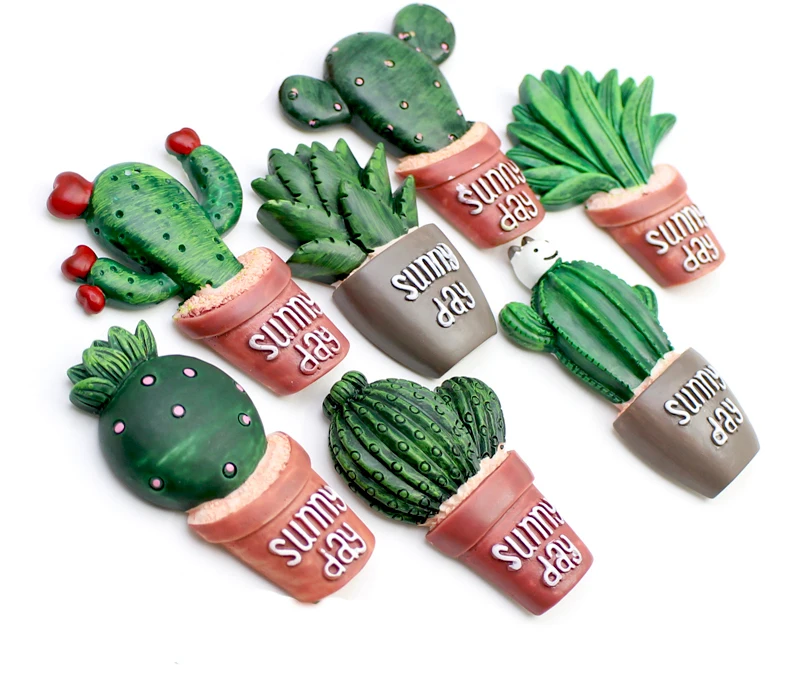 

7 Pcs/1 set cactus fridge magnet creative cartoon refrigerator magnets stickers strong office photo magnet Message board posted