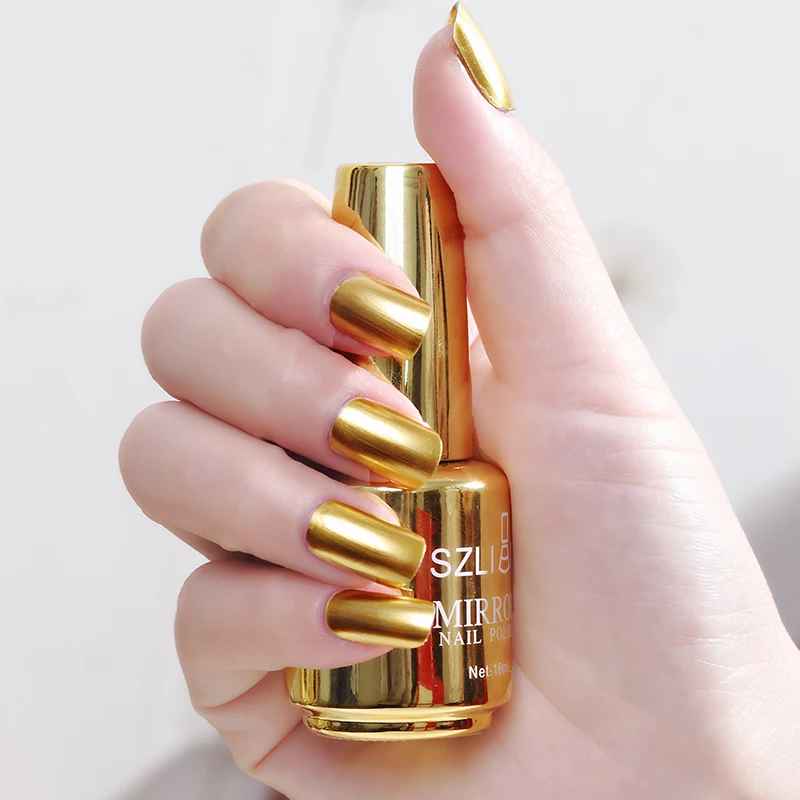 18 мл зеркальный эффект лак для ногтей металлик Многоцветный Золотой Серебряный хромированный ноготь художественный лак для ногтей маникюрный лак дизайн ногтей TSLM1