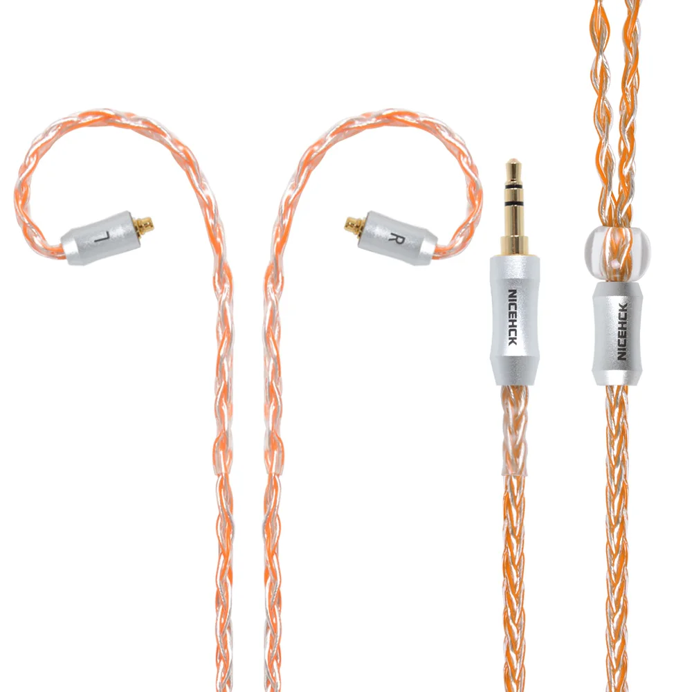 3.5mm With MMCX NICEHCK MMCX/2Pin разъем 3,5/2,5/4,4 мм сбалансированный 8 Core посеребренный кабель для ZSX C12 C16 V90 TFZ NX7 Pro/DB3/F3/M6/BL-03 - Цвет: 3.5mm With MMCX