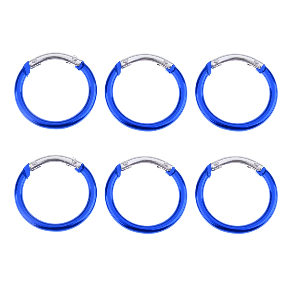 Blue 6 шт. круглый карабин пружинный зажим для ключей крюк зажим для рюкзака тесьма Пряжка Открытый маленькие спортивные инструменты - Цвет: Blue