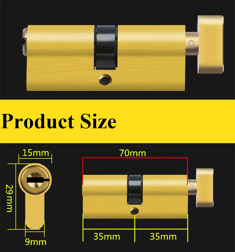 Цилиндр для двери в спальню 65 70 мм, медный замок для безопасности, цилиндр, внутренняя ручка для спальни, гостиной, латунный замок 5 шт