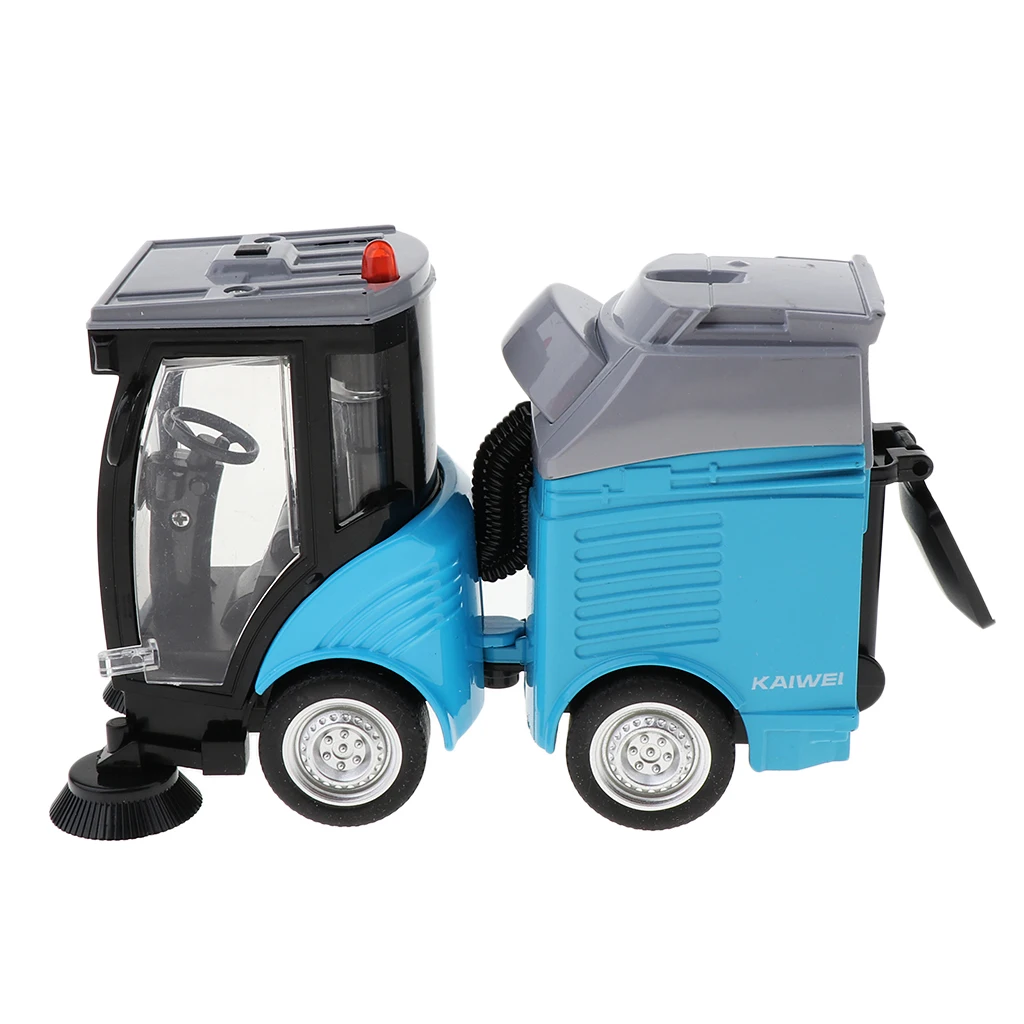 Street Sweeper Diecast Alloy Figure Vehicles Toy Car Pull-back Truck for Kids Children Pretend Play - Blue, 7 x 14.5 x 9.5cm