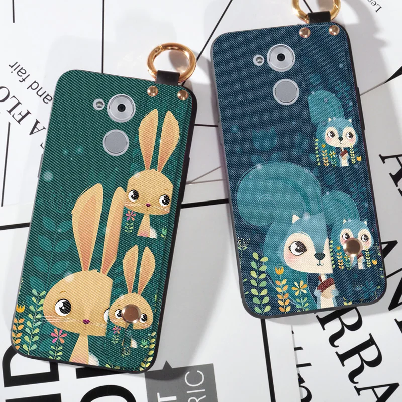 

Wrist Strap Rabbit Case For Huawei Honor 4C 5C 6C Pro GR3 GT3 Ring Holder Cover For Huawei Mate 7 8 9 Pro Frosted Cases Coque